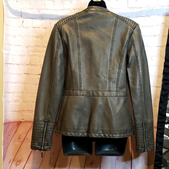 Charcoal Faux Leather Jacket - Picture 4 of 6